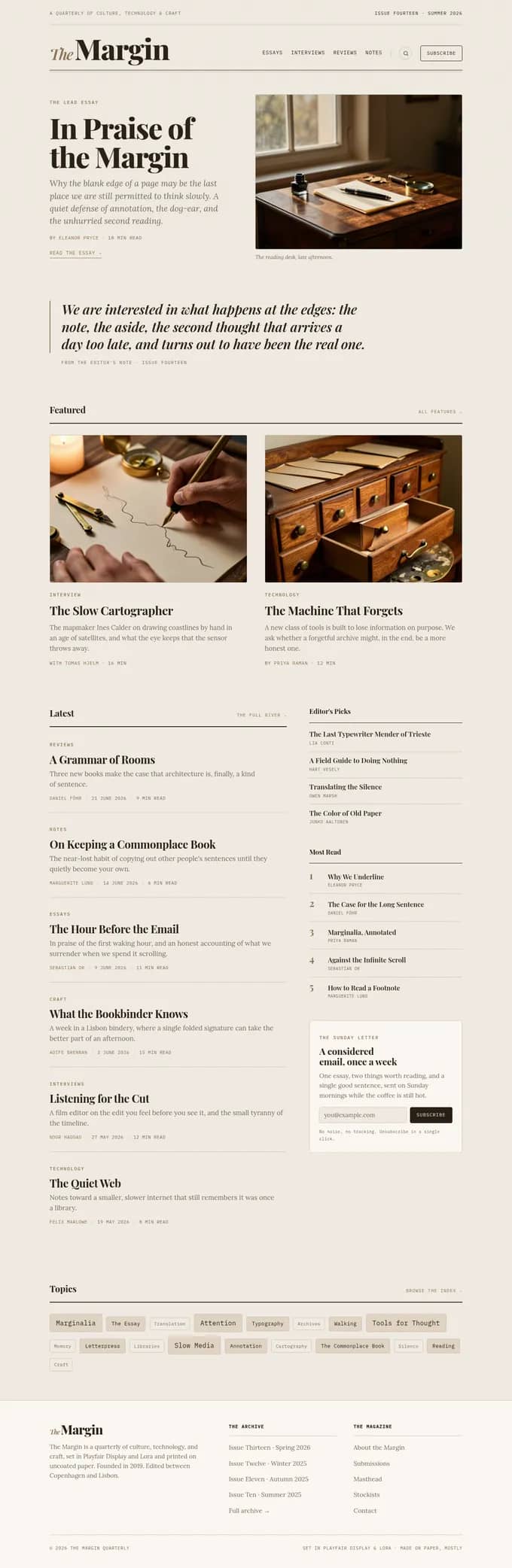 The Margin: Editorial magazine