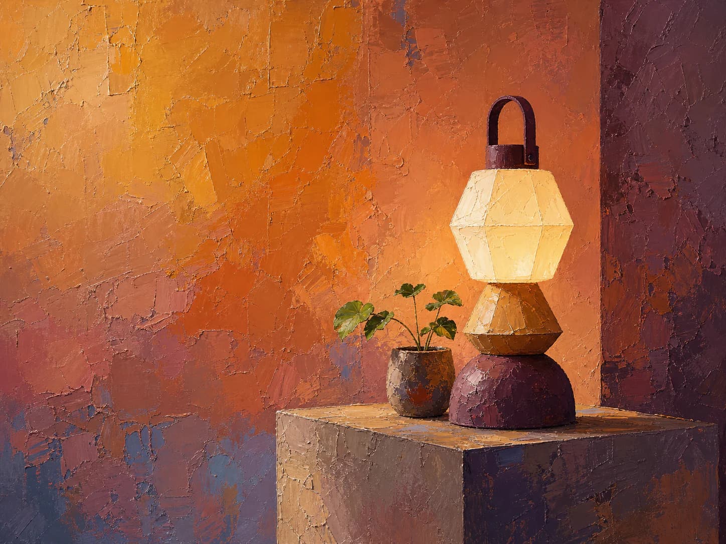 Oil impasto specimen: Paint applied thickly enough to cast its own shadows, so the surface reads as a made object before it reads as a picture.