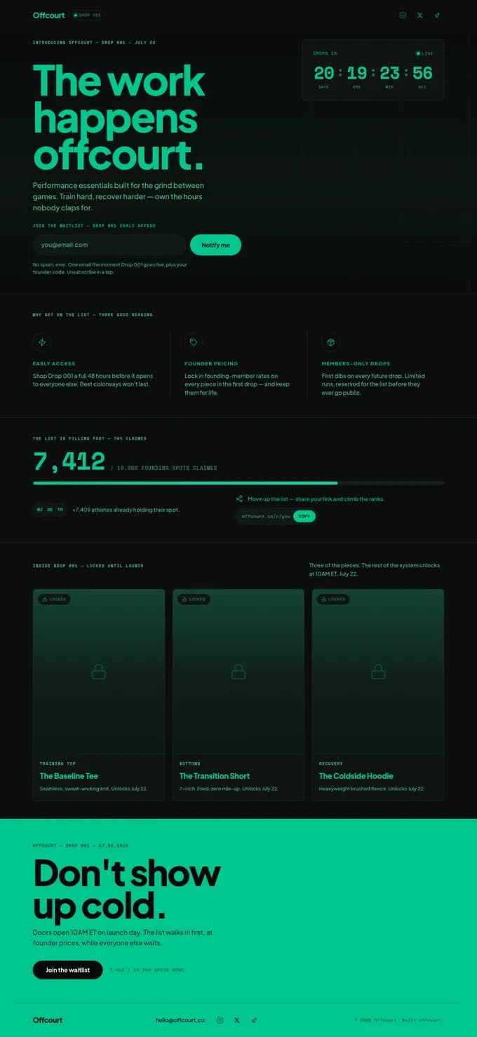Offcourt — Waitlist / launch