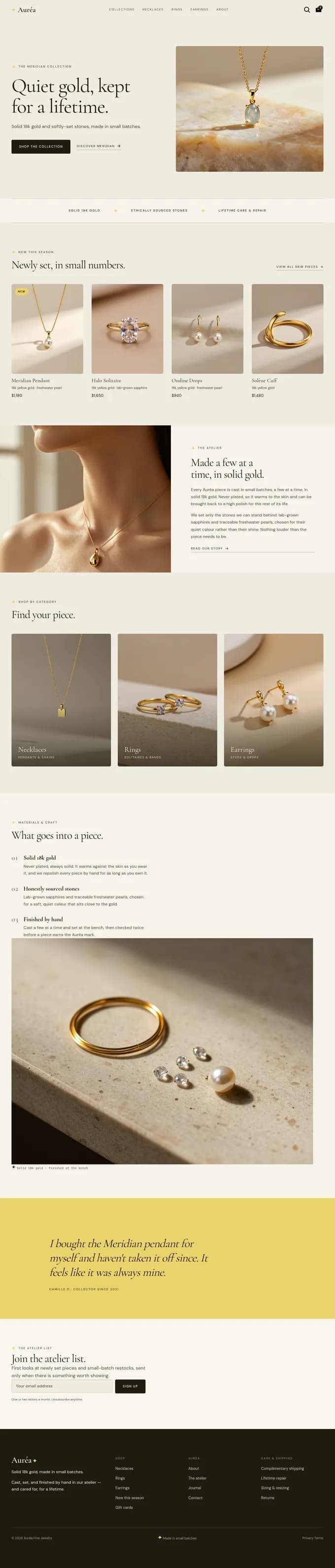 Auréa — Fine jewelry, built in one shot from an Identity Forge kit